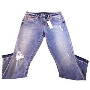 NEW Level 99 Mid Rise Anlke Jeans Women's 30x26 Distressed‎ NWT Medium Wash Blue